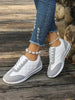 Women's Autumn Lace-Up Sneakers, Fashionable, Versatile And Comfortable White Shoes