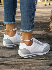 Women's Autumn Lace-Up Sneakers, Fashionable, Versatile And Comfortable White Shoes