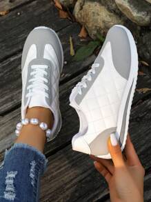 Women's Autumn Lace-Up Sneakers, Fashionable, Versatile And Comfortable White Shoes