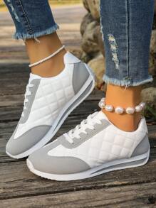 Women's Autumn Lace-Up Sneakers, Fashionable, Versatile And Comfortable White Shoes