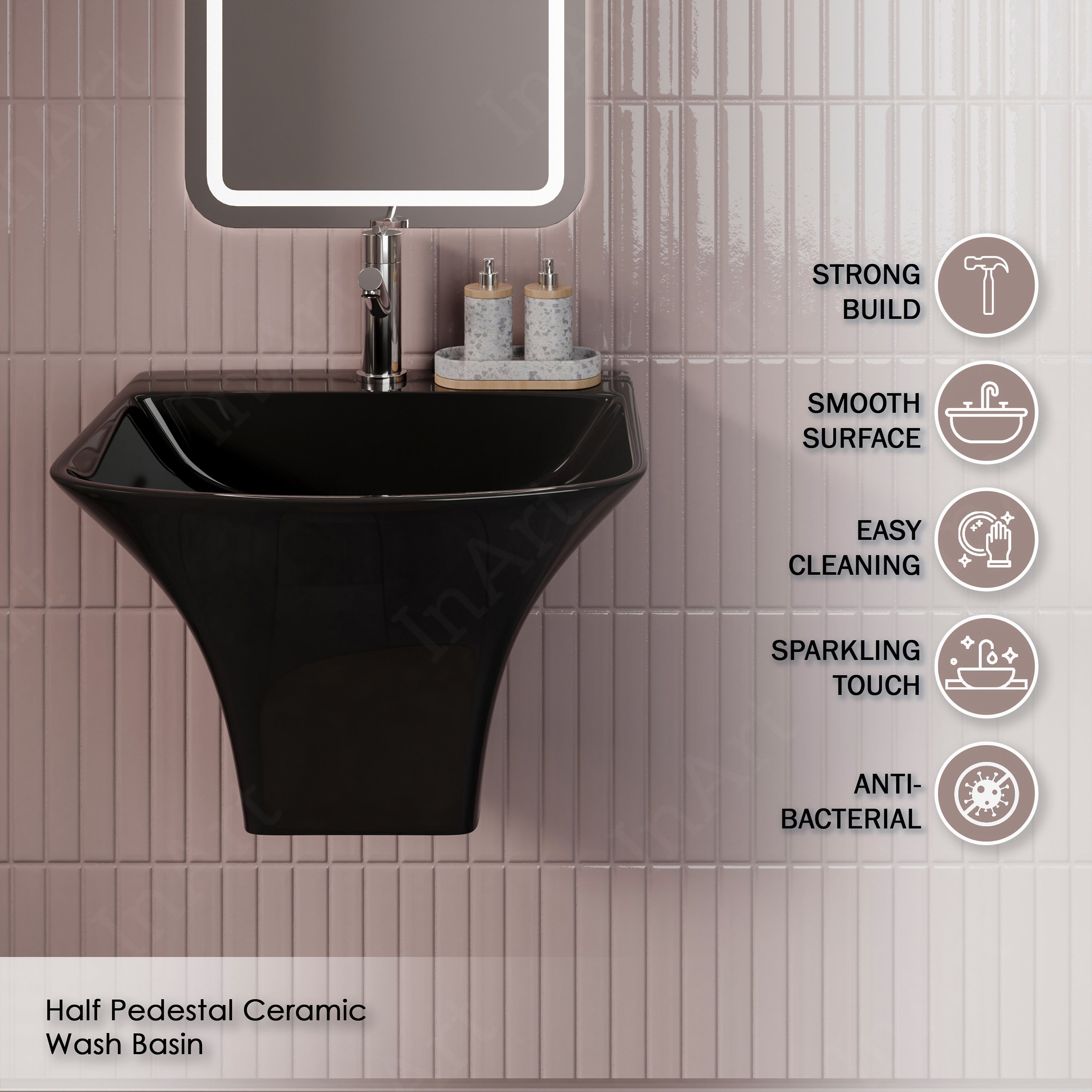 InArt Wall Hung Premium Ceramic Wash Basin/Vessel Sink with Slim Rim